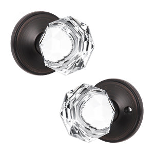 Providence Tulip Crystal Passage Door Knob with Classic Plate Rosette - DLC2PS