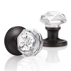 Modern Octagon Crystal Passage Door Knobs, Frosted Glass Design - DLC3PS