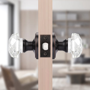 Modern Octagon Crystal Passage Door Knobs, Frosted Glass Design - DLC3PS