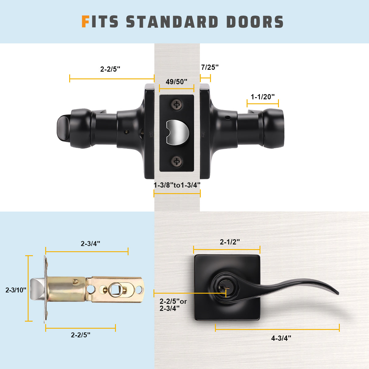 Square Rosette with Keyed Entry Wave Style Door Levers (Keyed Alike) - DLSQ061ETC