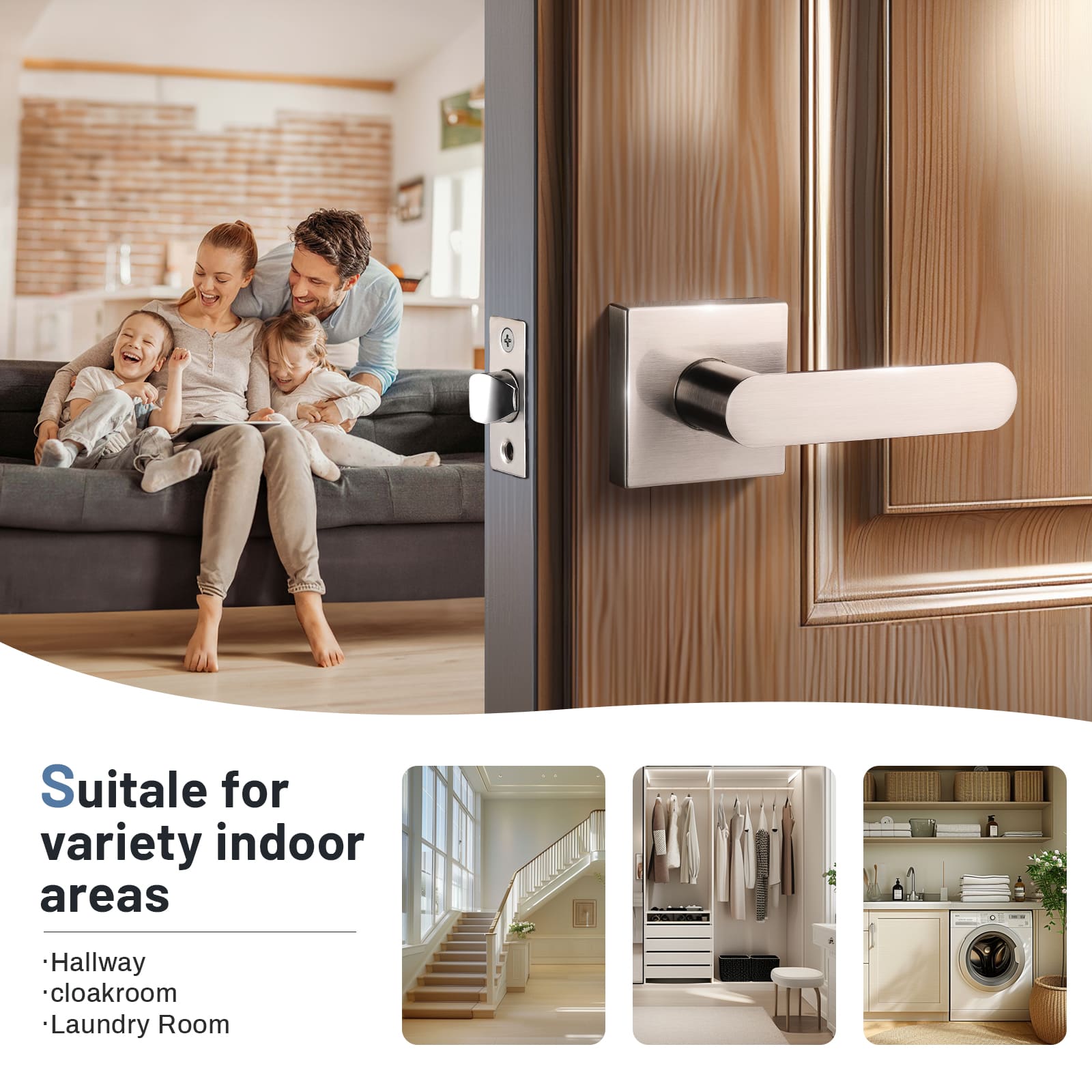 Application of KNOBWELL Heavy Duty Brushed Nickel Passage Door Lever