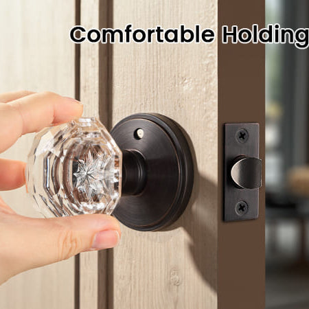 Hand holding Knobwell Vintage Crystal Privacy Door Knobs