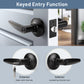 Front and Back View of KNOBWELL Minimalist Matte Black Keyed Entry Door Handles 