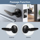 Front and Back View of KNOBWELL Minimalist Matte Black Passage Door Handles For Interior Doors