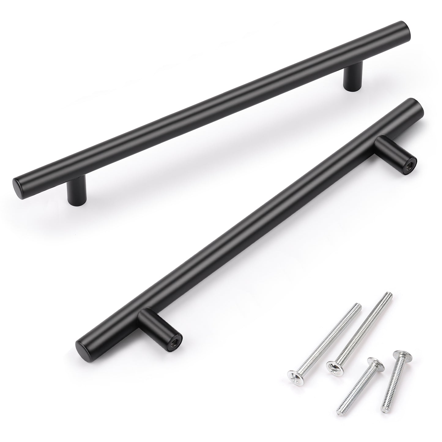 KNOBWELL Matte Black Stainless Steel Kitchen Cabinet Pulls for Cabinets/Drawers/Cupboards (2-1/2" - 10" Hole Center) - PD3383HBK