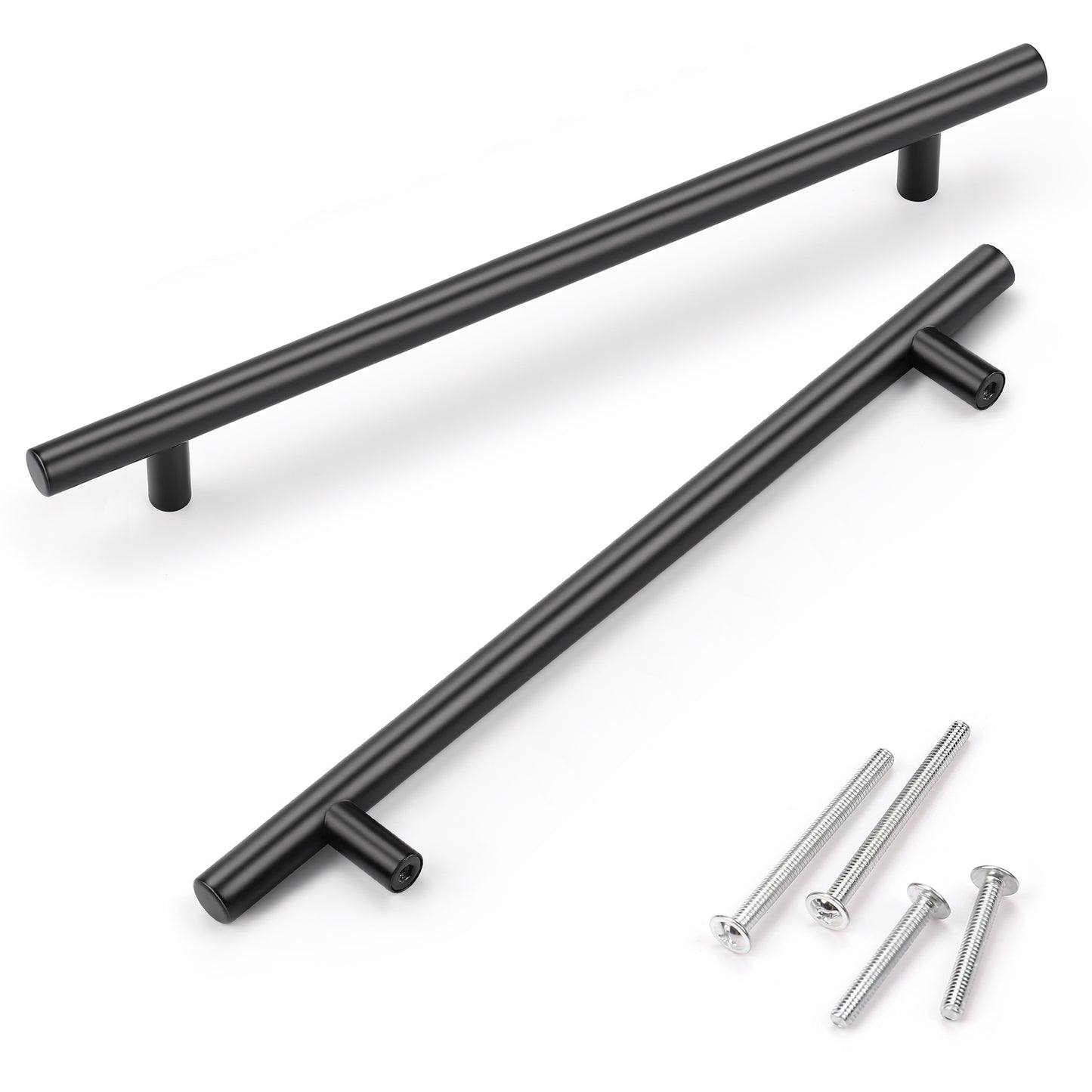 KNOBWELL Matte Black Stainless Steel Kitchen Cabinet Pulls for Cabinets/Drawers/Cupboards (2-1/2" - 10" Hole Center) - PD3383HBK