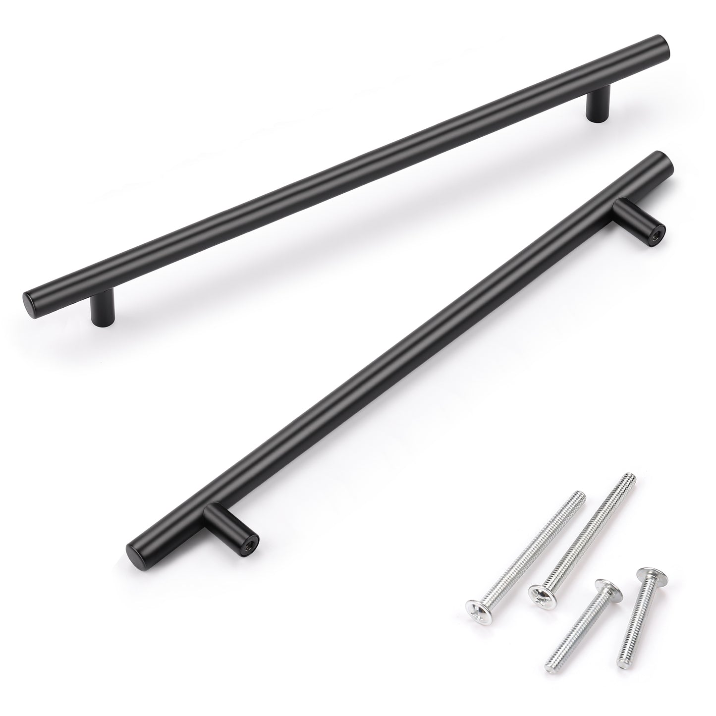 KNOBWELL Matte Black Stainless Steel Kitchen Cabinet Pulls for Cabinets/Drawers/Cupboards (2-1/2" - 10" Hole Center) - PD3383HBK