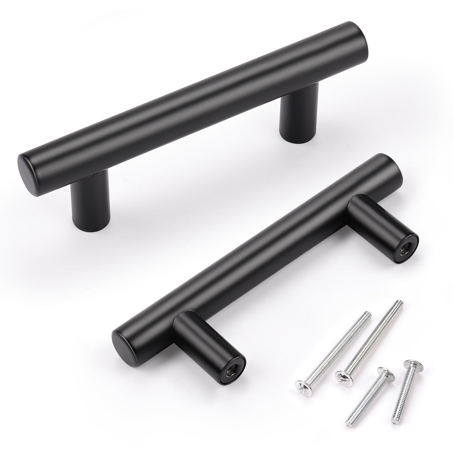 KNOBWELL Matte Black Stainless Steel Kitchen Cabinet Pulls for Cabinets/Drawers/Cupboards (2-1/2" - 10" Hole Center) - PD3383HBK