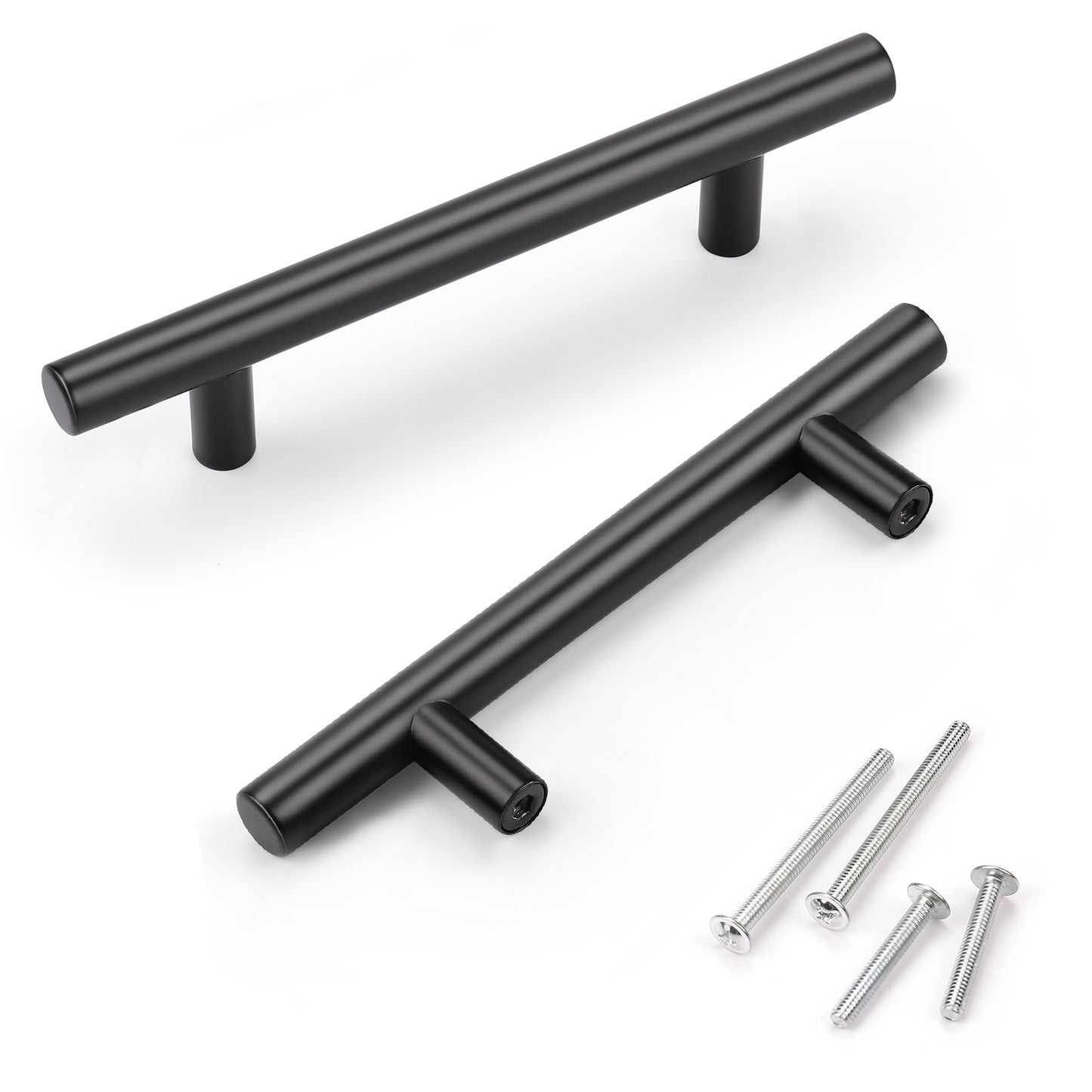 KNOBWELL Matte Black Stainless Steel Kitchen Cabinet Pulls for Cabinets/Drawers/Cupboards (2-1/2" - 10" Hole Center) - PD3383HBK