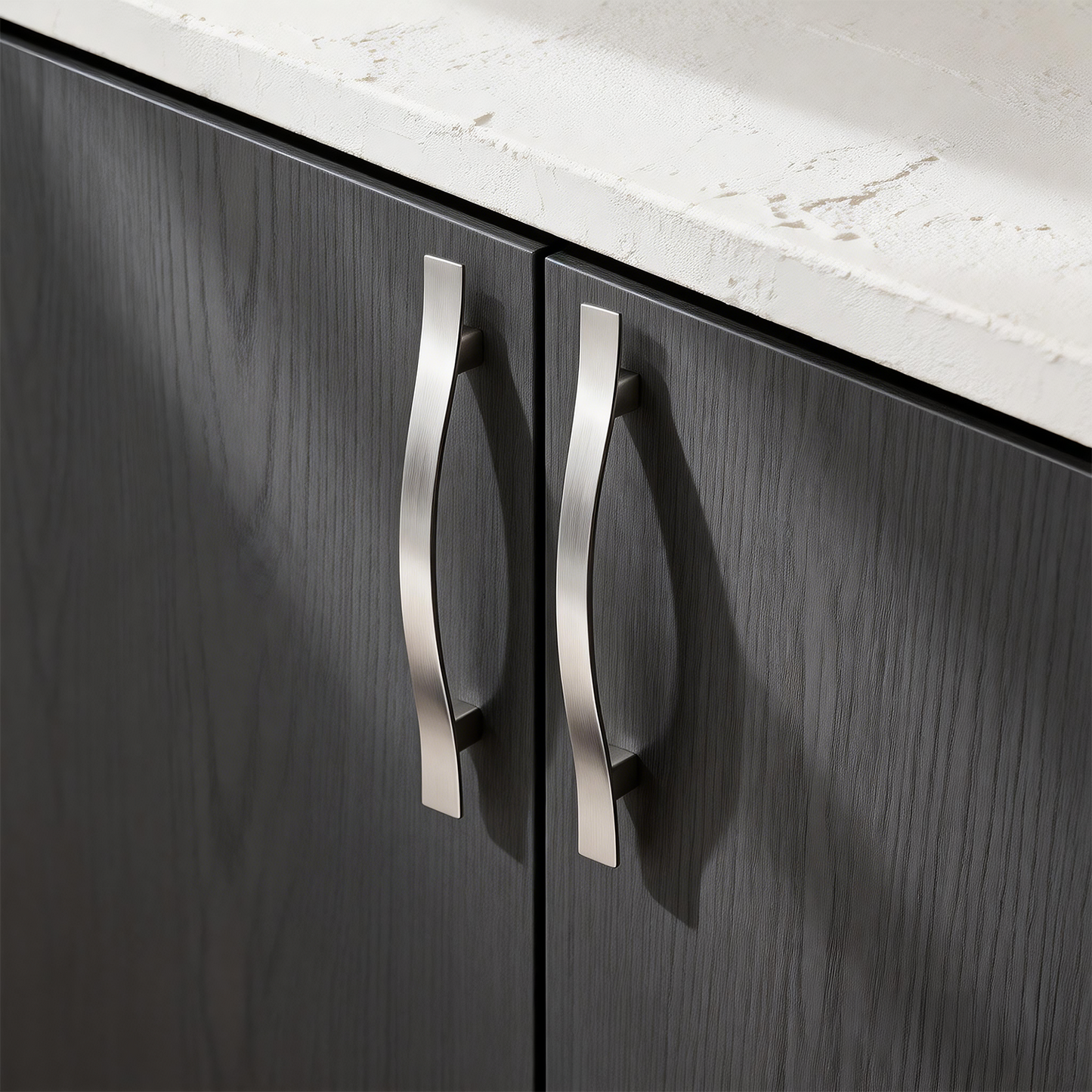 Wave Style Kitchen Cabinet Handles, Modern Dresser Drawer Pulls - Hole Spacing for 3-3/4'' - PD840
