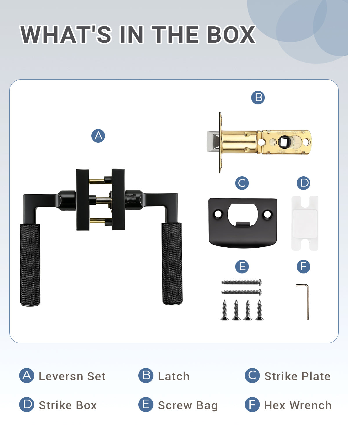 KNOBWELL Square Knurled Door Handle, Interior Door Handle for Bedroom Bathroom Closet