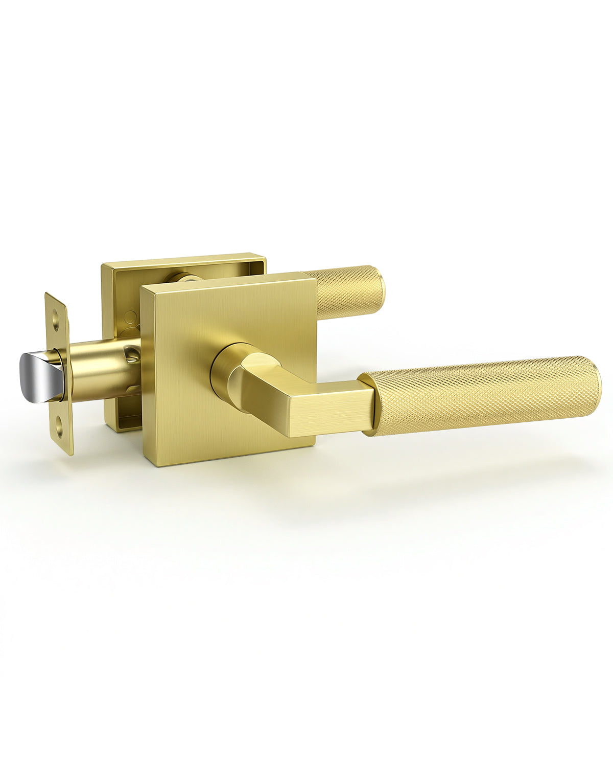 KNOBWELL Square Knurled Door Handle, Interior Door Handle for Bedroom Bathroom Closet