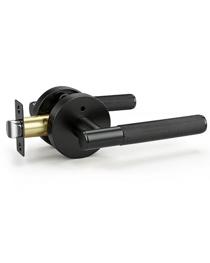 KNOBWELL Knurled Door Handle Round Style, Interior Door Handle Privacy/Passage Function