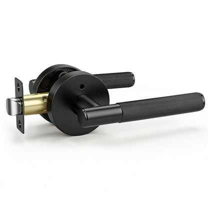 KNOBWELL Knurled Door Handle Round Style, Interior Door Handle Privacy/Passage Function