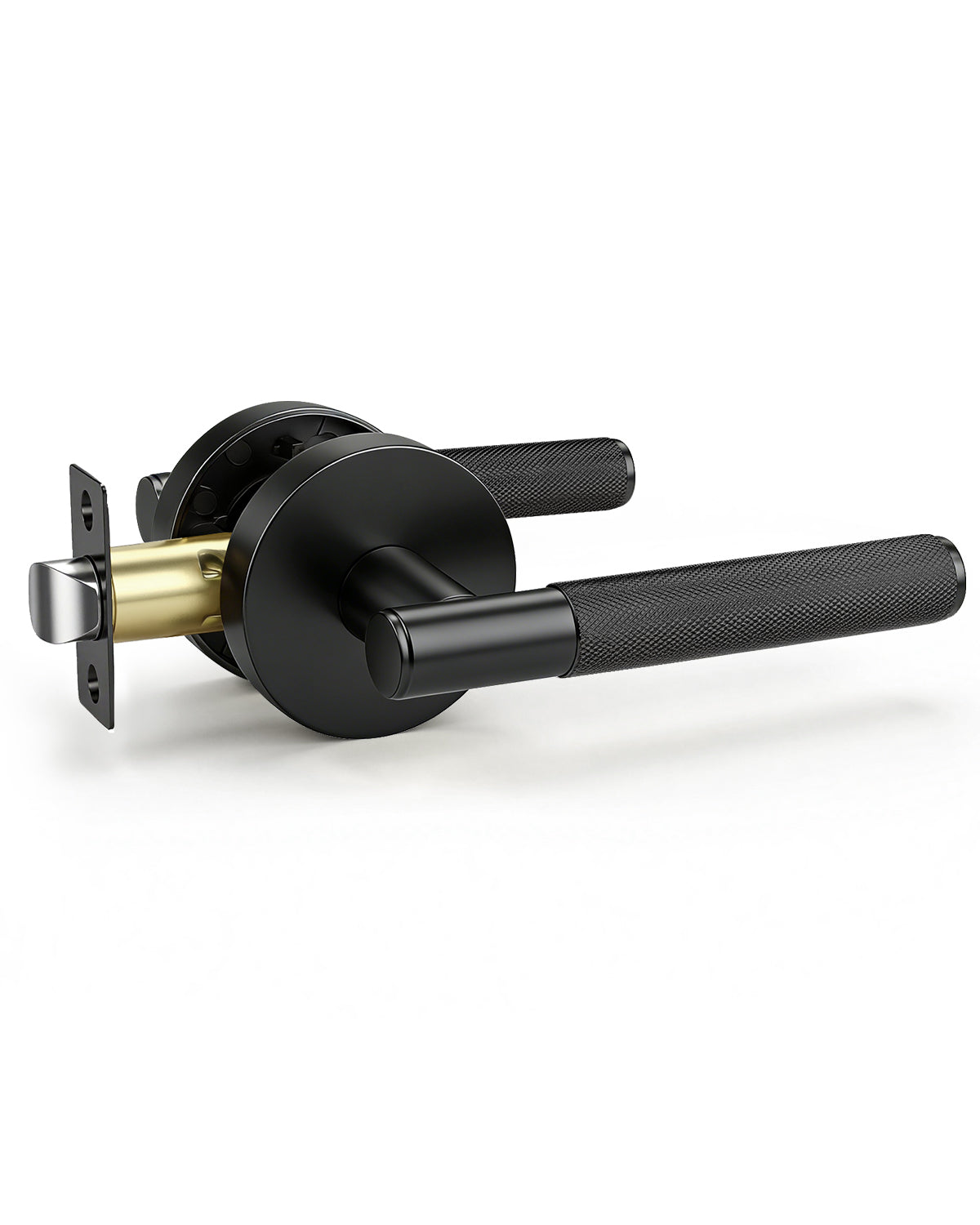 KNOBWELL Knurled Door Handle Round Style, Interior Door Handle Privacy/Passage Function