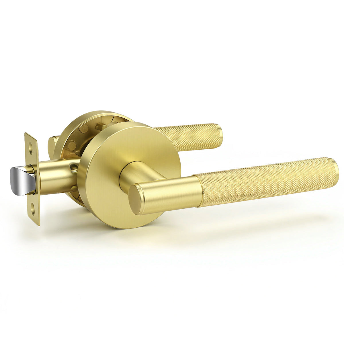 KNOBWELL Knurled Door Handle Round Style, Interior Door Handle Privacy/Passage Function