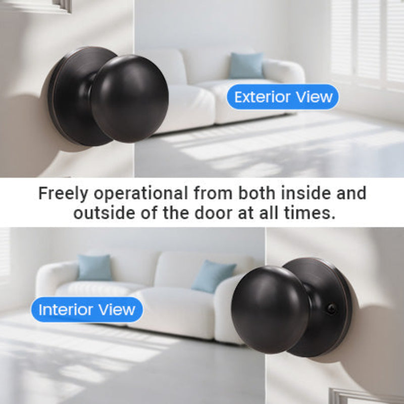 Front and back view of KNOBWELL Modern Passage Bronze Indoor Door Knobs Without Lock