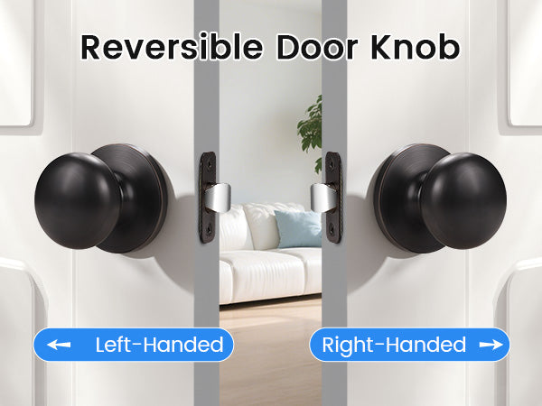Side view of installed Modern Passage Bronze Indoor Door Knobs Without Lock