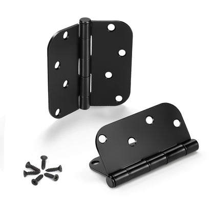 Matte Black Door Hinges - 4" x 4" inch - 5/8" Radius - DH0404BK