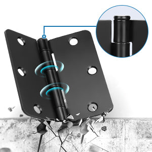 Matte Black Door Hinges - 3.5" x 3.5" inch - 1/4" Radius/ 5/8" Radius/ Square Corners - DH3535BK