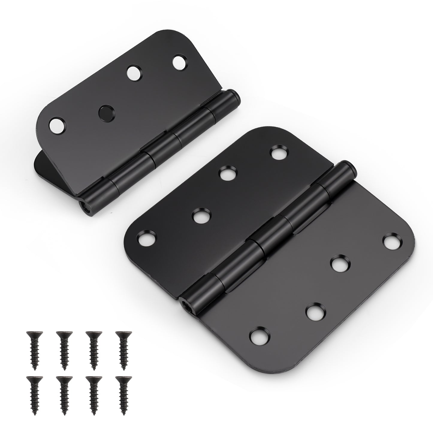 Matte Black Door Hinges 4" x 4" with 5/8", S Hole Design