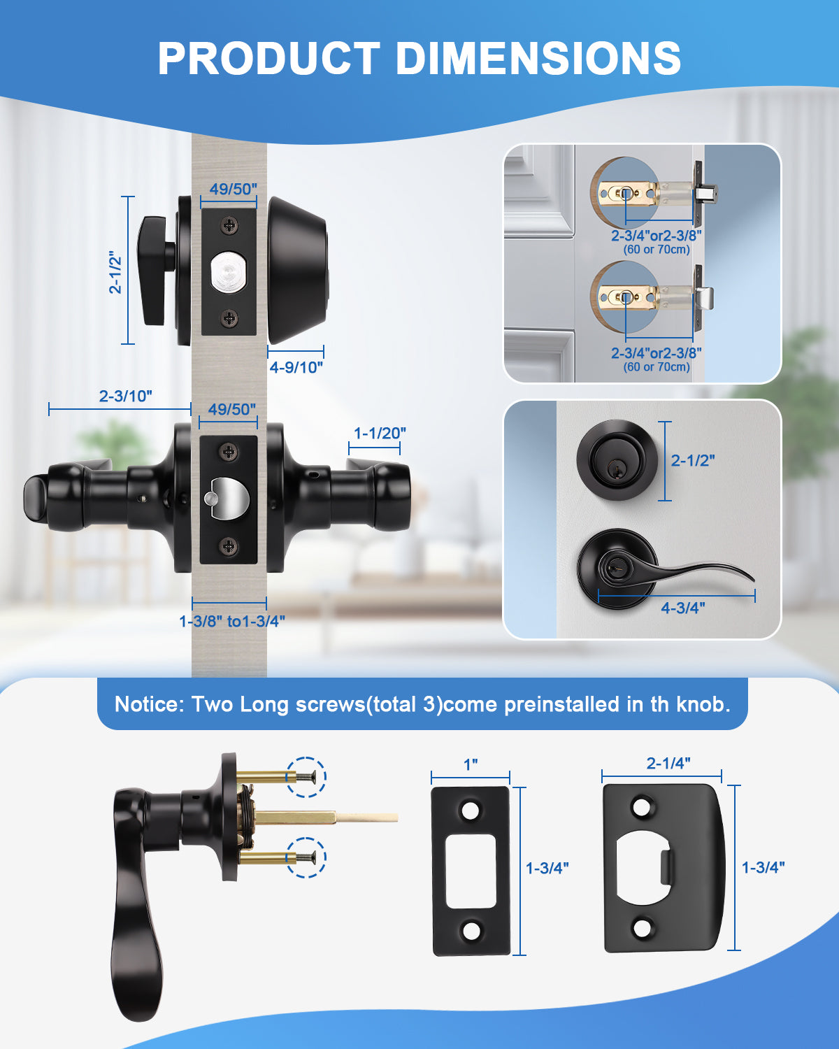 Single Keyed Colonial Wave Style Exterior Entrance Door Lever Set with Cylinder Deadbolt - DL12061ET101