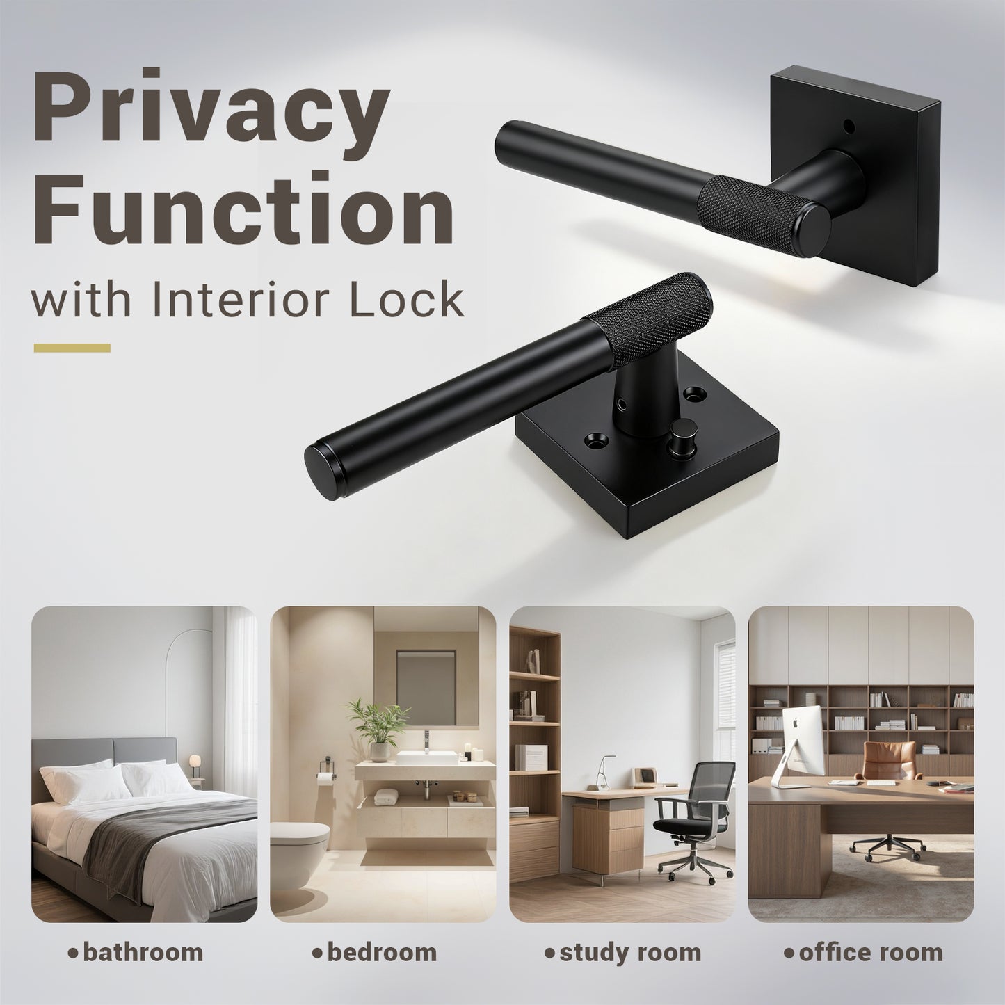 KNOBWELL Modern Knurled Design Door Handle, Various Function for Home Hardware