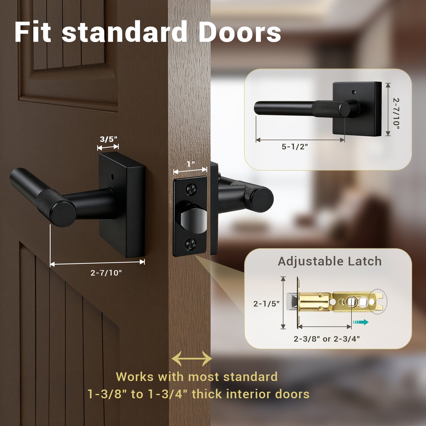KNOBWELL Modern Knurled Design Door Handle, Various Function for Home Hardware