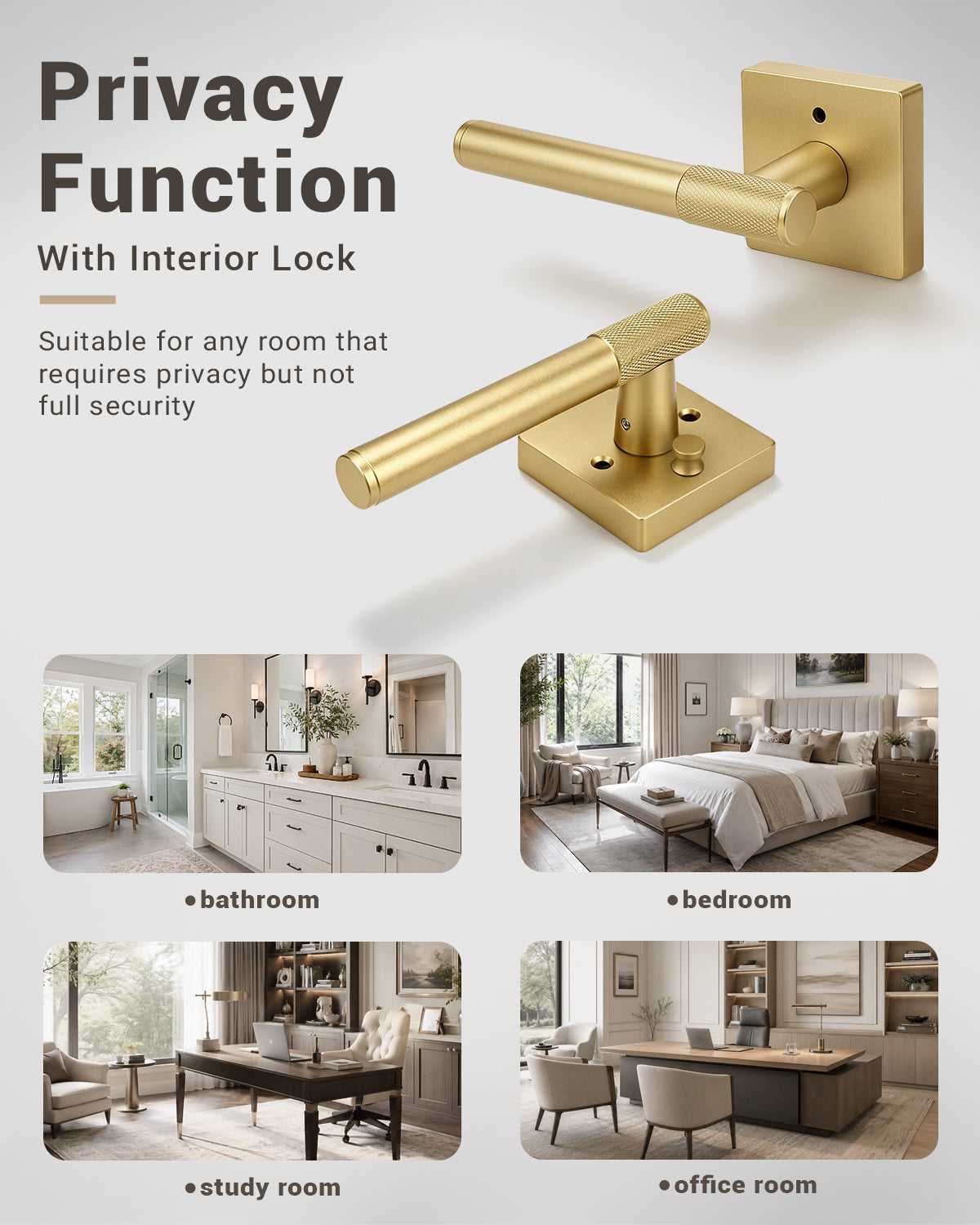 KNOBWELL Modern Knurled Design Door Handle, Various Function for Home Hardware