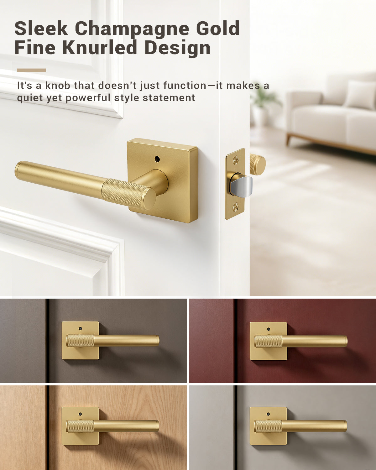 KNOBWELL Modern Knurled Design Door Handle, Various Function for Home Hardware