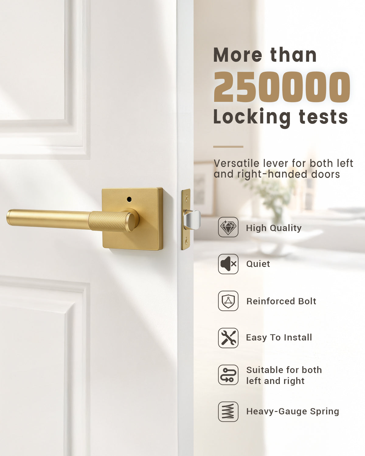 KNOBWELL Modern Knurled Design Door Handle, Various Function for Home Hardware