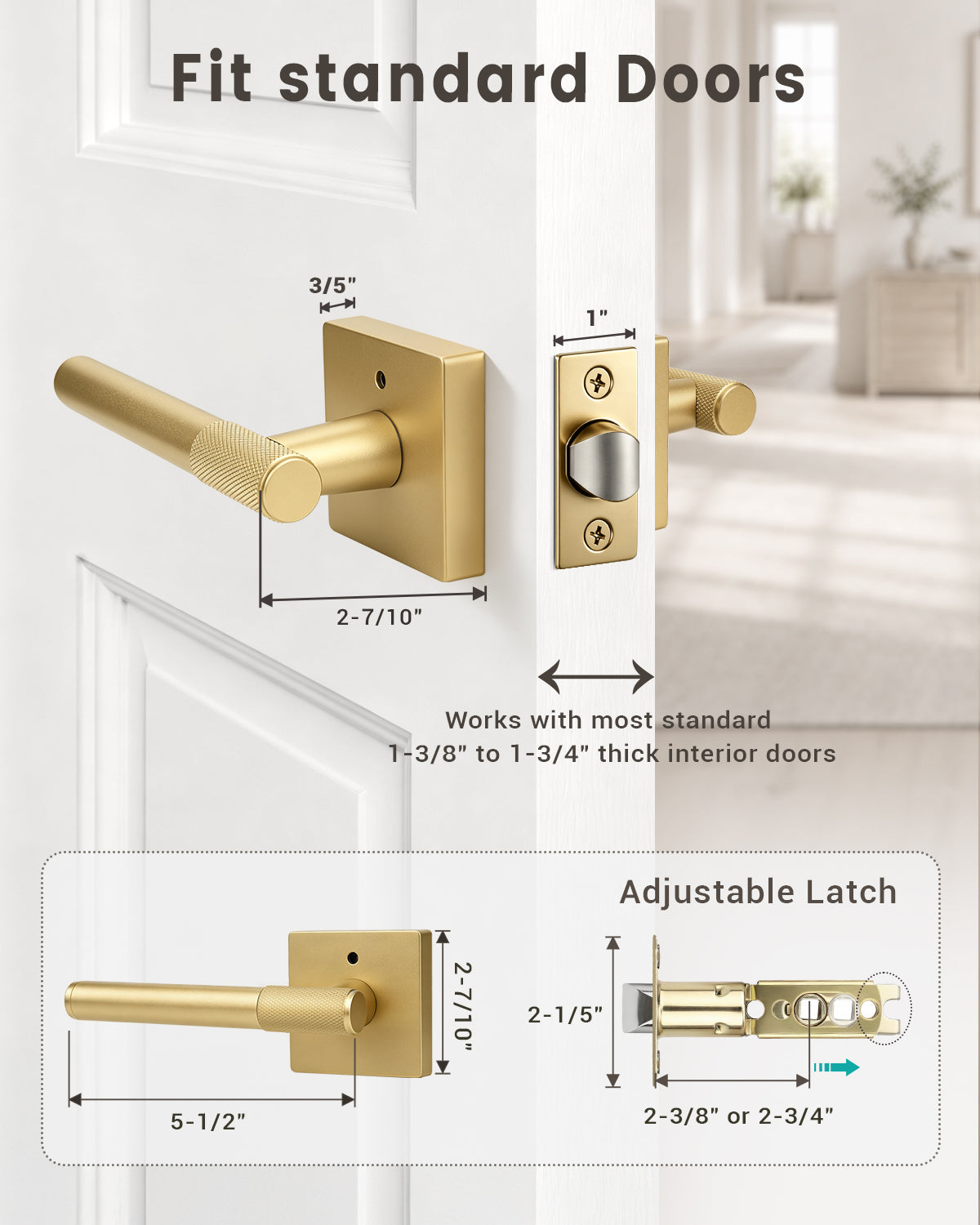 KNOBWELL Modern Knurled Design Door Handle, Various Function for Home Hardware