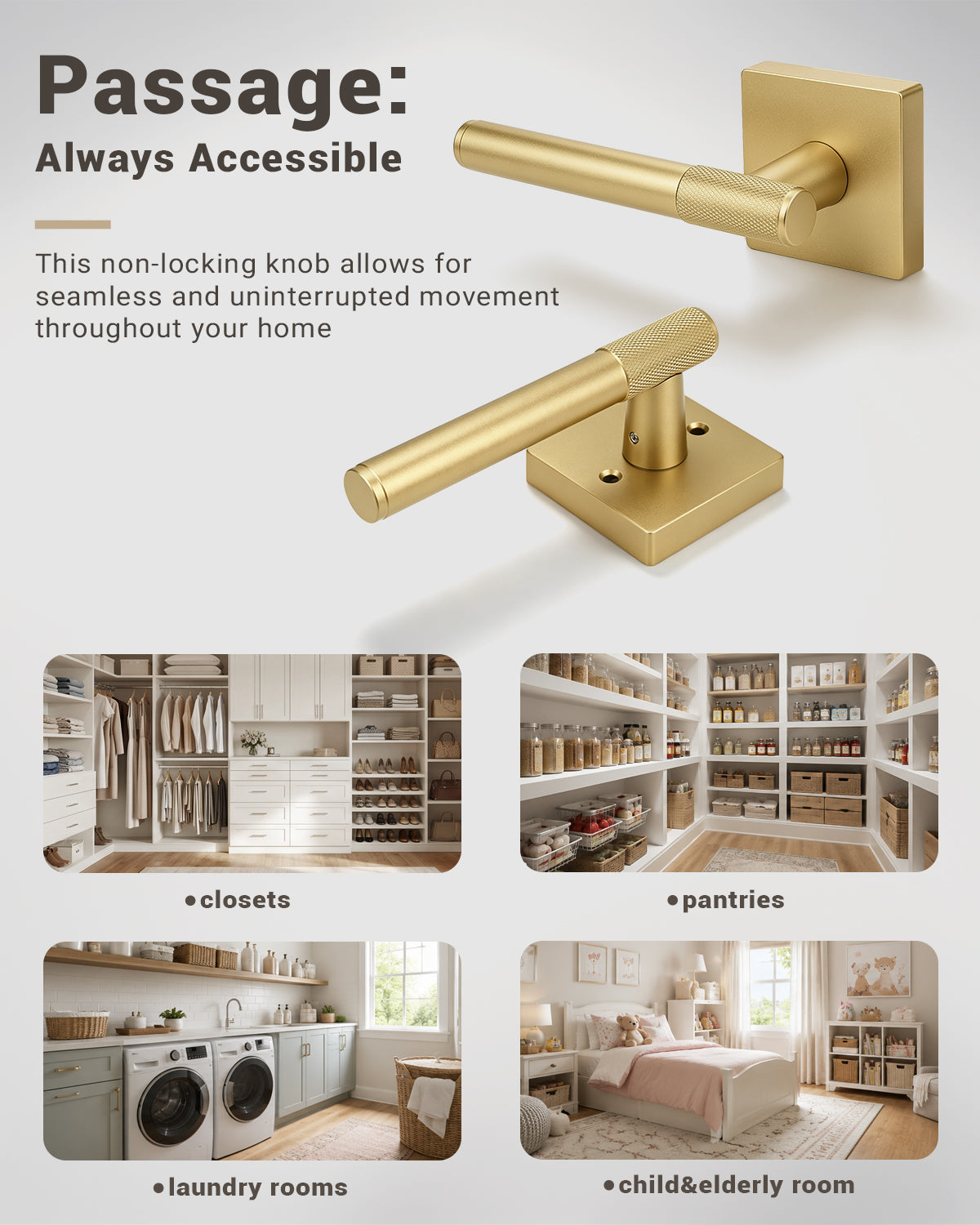 KNOBWELL Modern Knurled Design Door Handle, Various Function for Home Hardware