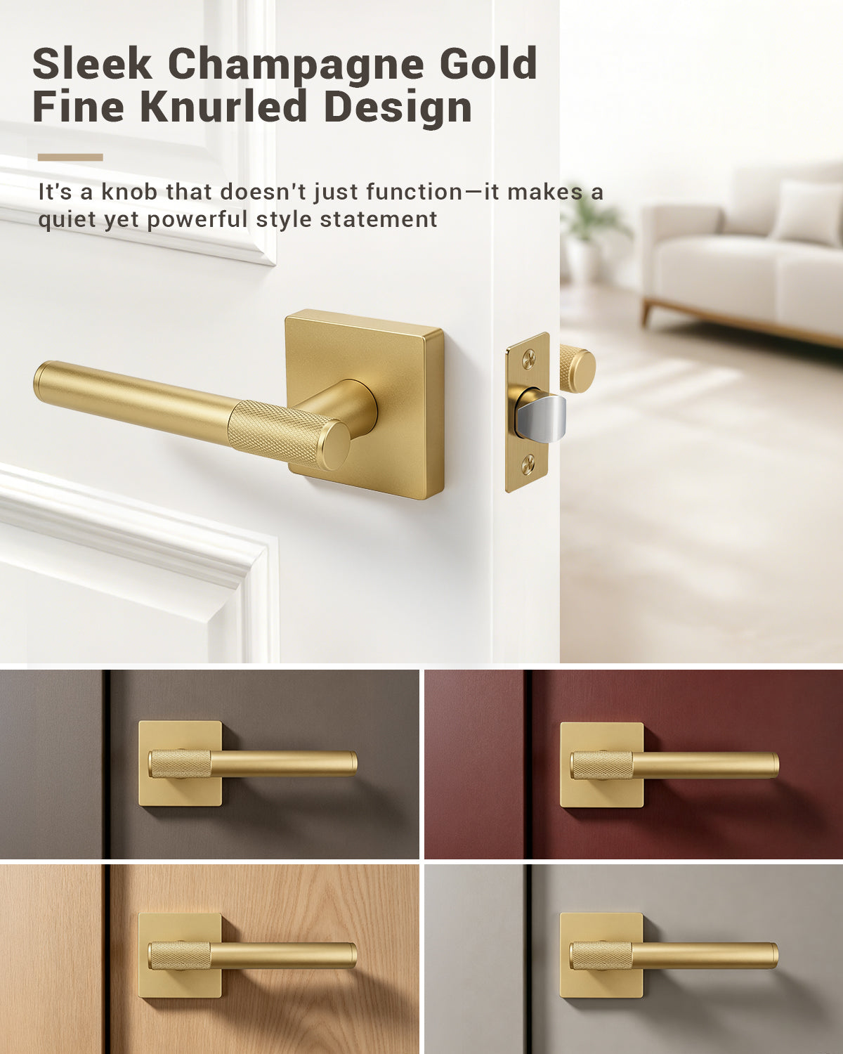 KNOBWELL Modern Knurled Design Door Handle, Various Function for Home Hardware