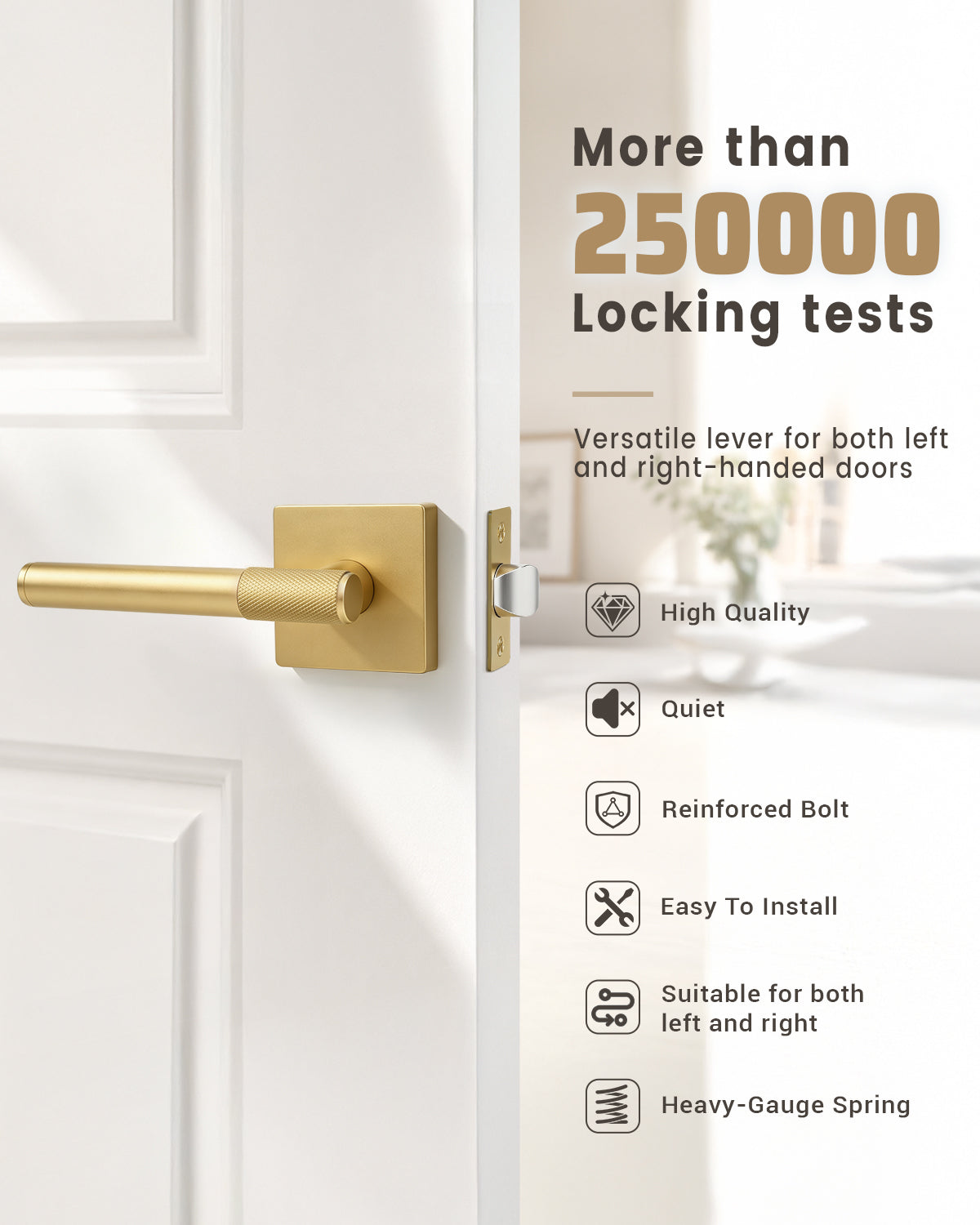KNOBWELL Modern Knurled Design Door Handle, Various Function for Home Hardware