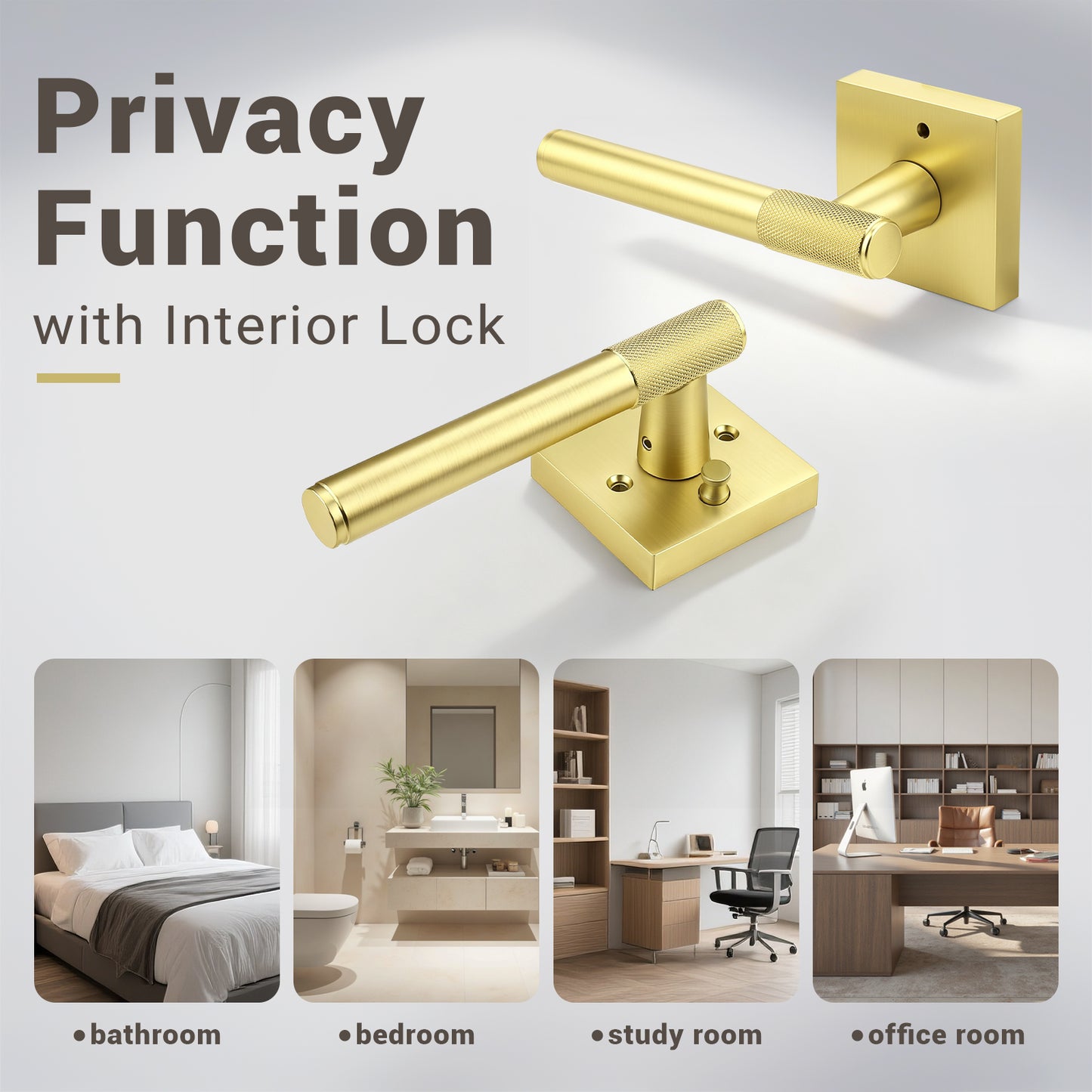 KNOBWELL Modern Knurled Design Door Handle, Various Function for Home Hardware