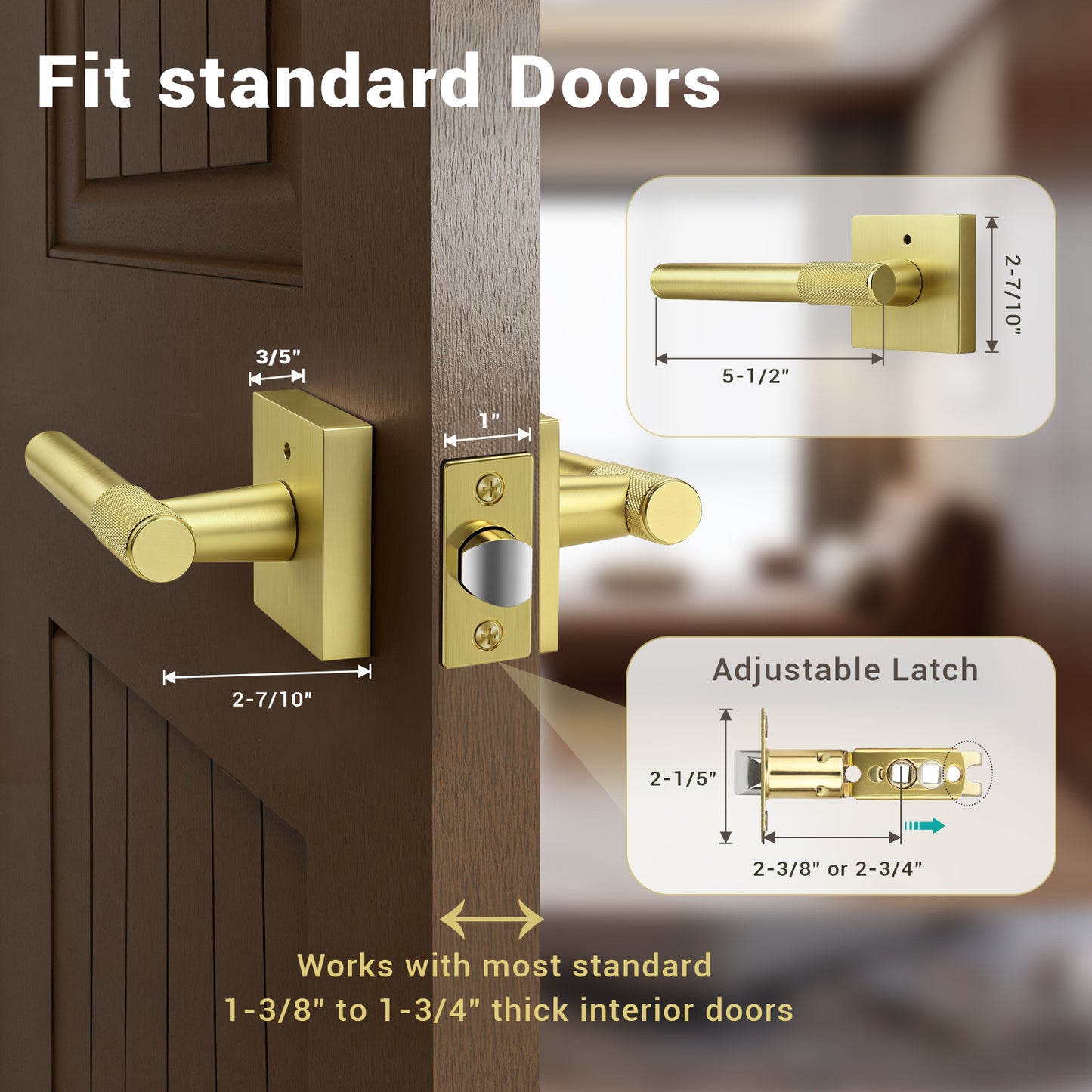KNOBWELL Modern Knurled Design Door Handle, Various Function for Home Hardware