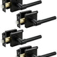 KNOBWELL Black Interior Door Handle 1 Pack, Heavy Duty Bedroom Door Knobs, Matte Black Door Knob with Lock, Keyless Push Button Privacy Lock for Bathroom, Sleek Ring Design