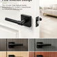 KNOBWELL Black Interior Door Handle 1 Pack, Heavy Duty Bedroom Door Knobs, Matte Black Door Knob with Lock, Keyless Push Button Privacy Lock for Bathroom, Sleek Ring Design
