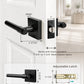 KNOBWELL Black Interior Door Handle 1 Pack, Heavy Duty Bedroom Door Knobs, Matte Black Door Knob with Lock, Keyless Push Button Privacy Lock for Bathroom, Sleek Ring Design