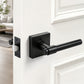 KNOBWELL Black Interior Door Handle 1 Pack, Heavy Duty Bedroom Door Knobs, Matte Black Door Knob with Lock, Keyless Push Button Privacy Lock for Bathroom, Sleek Ring Design
