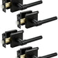 KNOBWELL Black Interior Door Handle 1 Pack, Heavy Duty Bedroom Door Knobs, Matte Black Door Knob with Lock, Keyless Push Button Privacy Lock for Bathroom, Sleek Ring Design