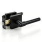 KNOBWELL Black Interior Door Handle 1 Pack, Heavy Duty Bedroom Door Knobs, Matte Black Door Knob with Lock, Keyless Push Button Privacy Lock for Bathroom, Sleek Ring Design