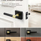 KNOBWELL Black Interior Door Handle 1 Pack, Heavy Duty Bedroom Door Knobs, Matte Black Door Knob with Lock, Keyless Push Button Privacy Lock for Bathroom, Sleek Ring Design