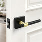 KNOBWELL Black Interior Door Handle 1 Pack, Heavy Duty Bedroom Door Knobs, Matte Black Door Knob with Lock, Keyless Push Button Privacy Lock for Bathroom, Sleek Ring Design