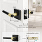 KNOBWELL Black Interior Door Handle 1 Pack, Heavy Duty Bedroom Door Knobs, Matte Black Door Knob with Lock, Keyless Push Button Privacy Lock for Bathroom, Sleek Ring Design