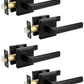 KNOBWELL Door Knob with Lock, 1 Pack Matte Black Door Handle Keyless– Framed Square Rosette, Enhanced Grip Lever, Adjustable Latch, 250K Cycles, Interior Privacy Handles for Bedroom/Bath/Home Office