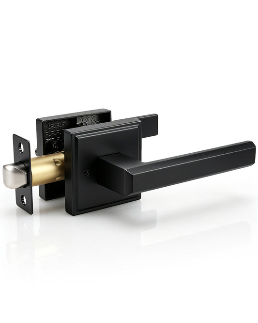 KNOBWELL Modern Square Rosette Keyless Door Lever Handles with Enhanced Grip