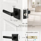 KNOBWELL Door Knob with Lock, 1 Pack Matte Black Door Handle Keyless– Framed Square Rosette, Enhanced Grip Lever, Adjustable Latch, 250K Cycles, Interior Privacy Handles for Bedroom/Bath/Home Office