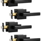 KNOBWELL Door Knob with Lock, 1 Pack Matte Black Door Handle Keyless– Framed Square Rosette, Enhanced Grip Lever, Adjustable Latch, 250K Cycles, Interior Privacy Handles for Bedroom/Bath/Home Office